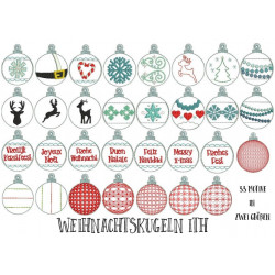 Stickserie - ITH Weihnachtskugeln - 33 Motive in 2 Größen